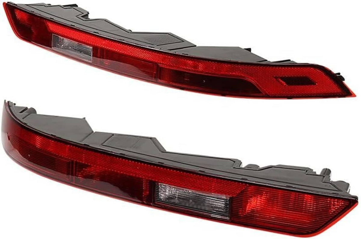 Rear bumper tail light assembly, red lens with smoked black top panel