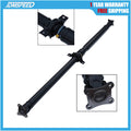 Rear driveshaft assembly with U-joint yoke and black shaft, flange mount bracket