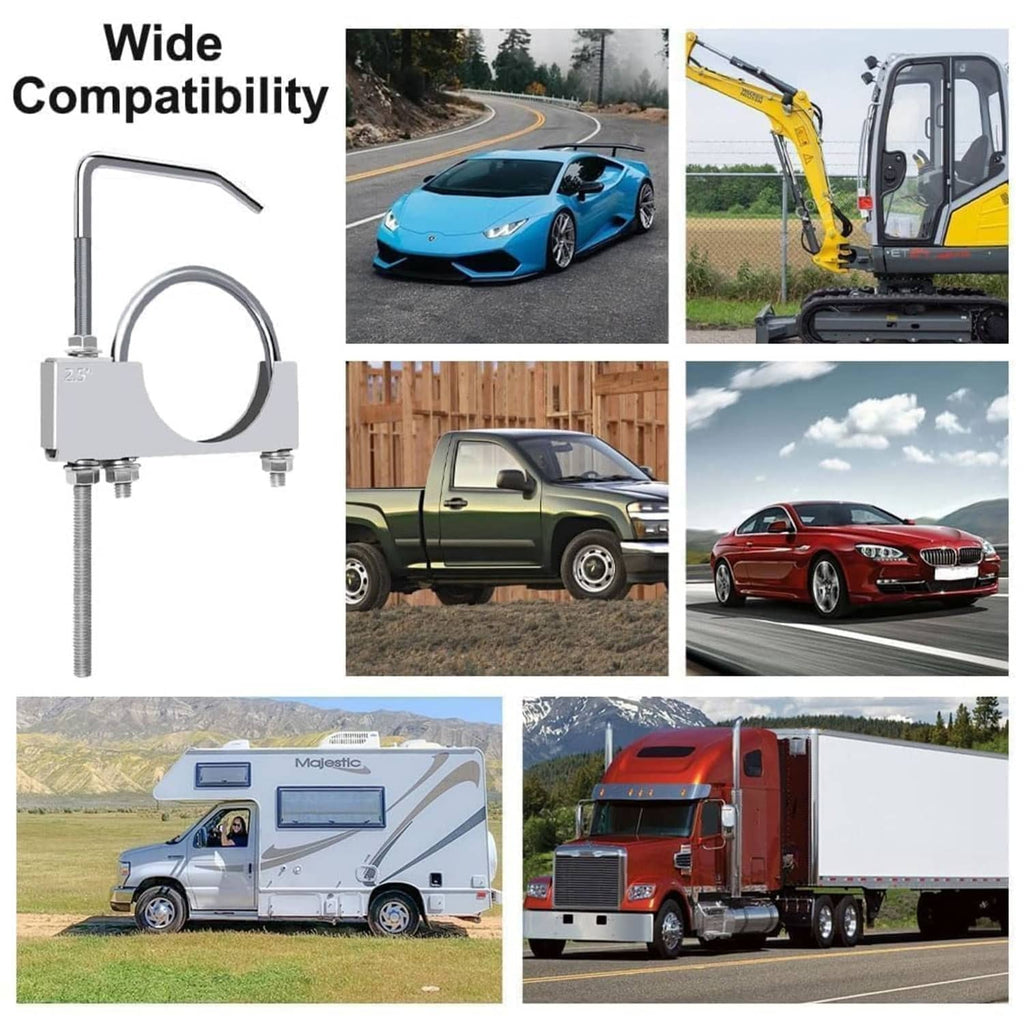 Exhaust clamp hanger rod with rubber isolator for wide compatibility
