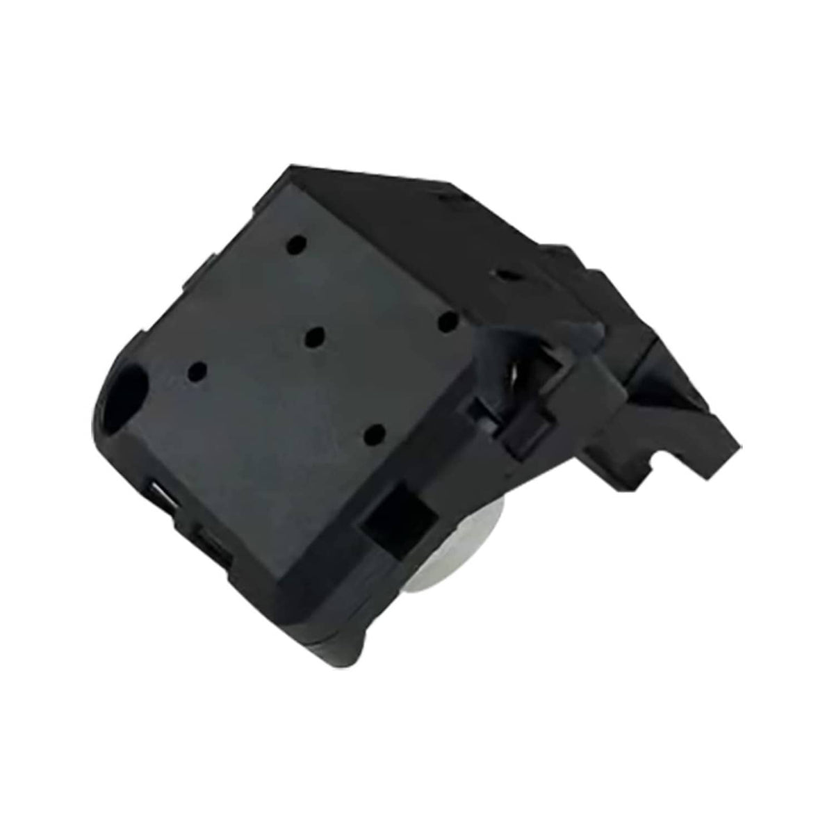 Ignition starter switch with black plastic body and screw holes
