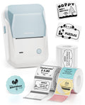NIIMBOT B1 label maker with light blue top and blank label rolls, plus sample tapes