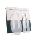 Nano glass nail and foot file set, two clear textured grits with REDFLOW label