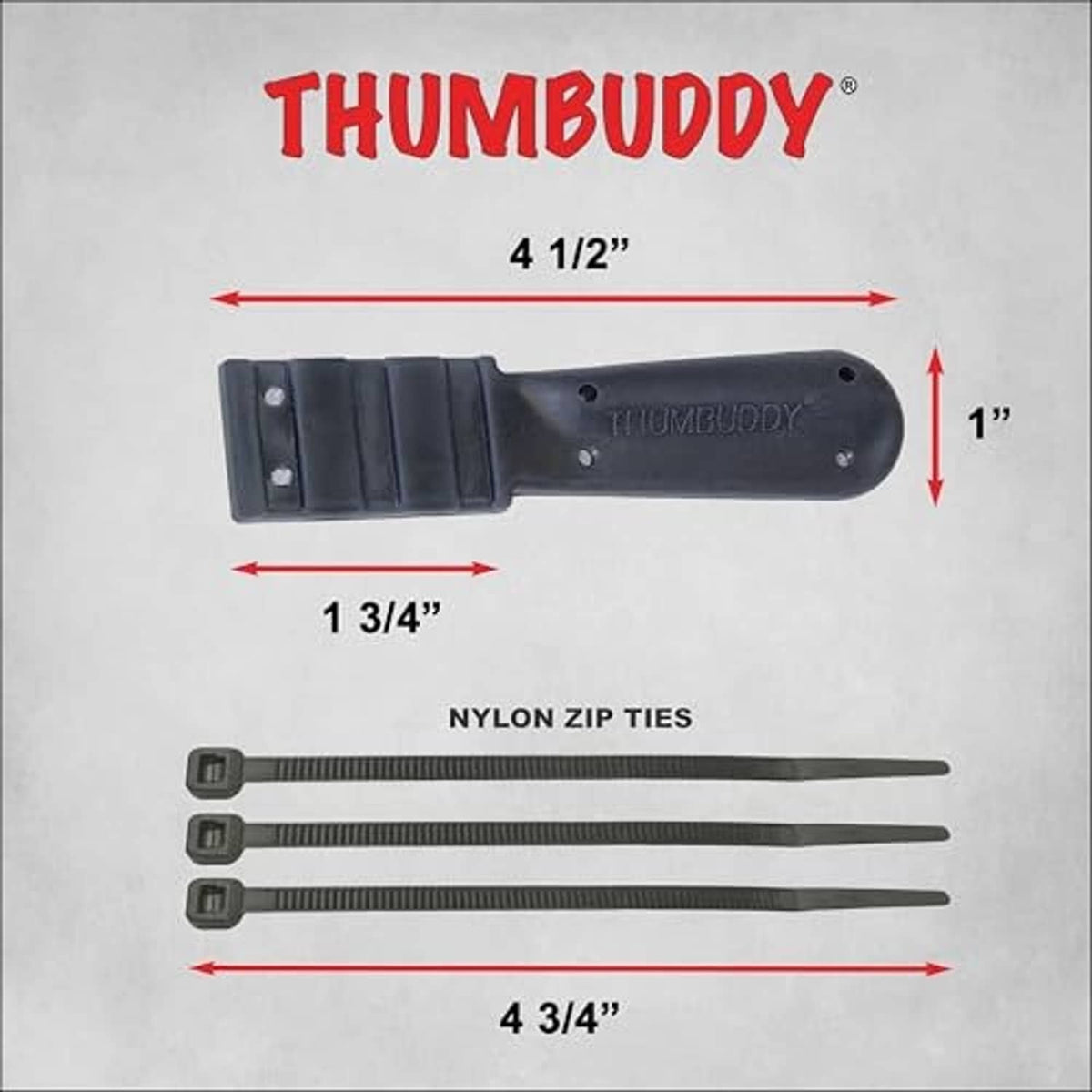 Black throttle thumb extender size diagram with nylon zip ties included