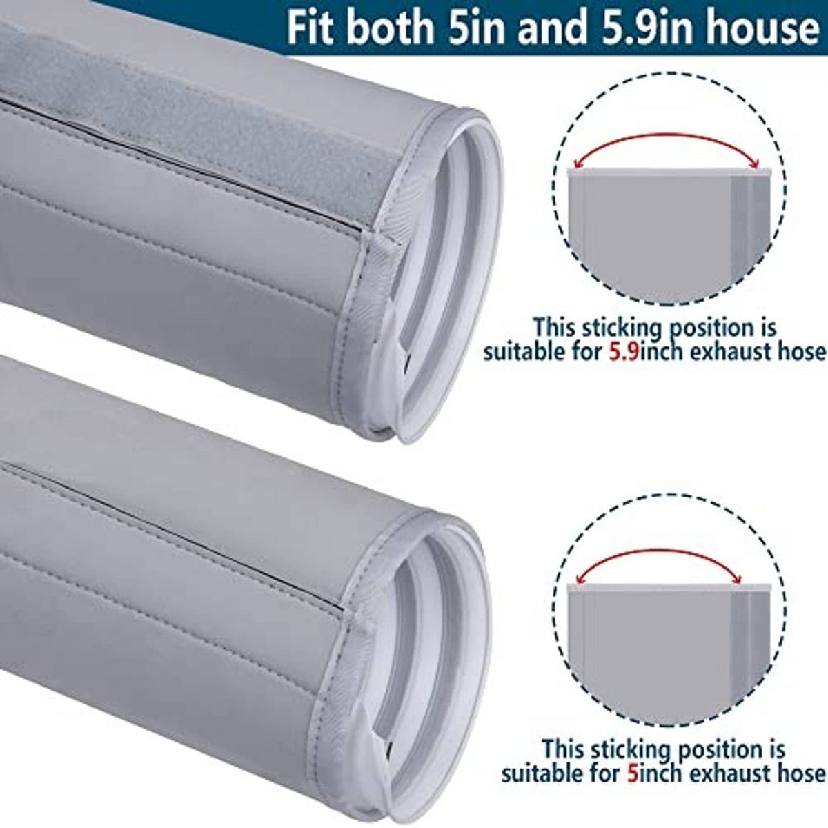 Gray exhaust hose cover wrap with reinforced stitched edges and smooth inner lining