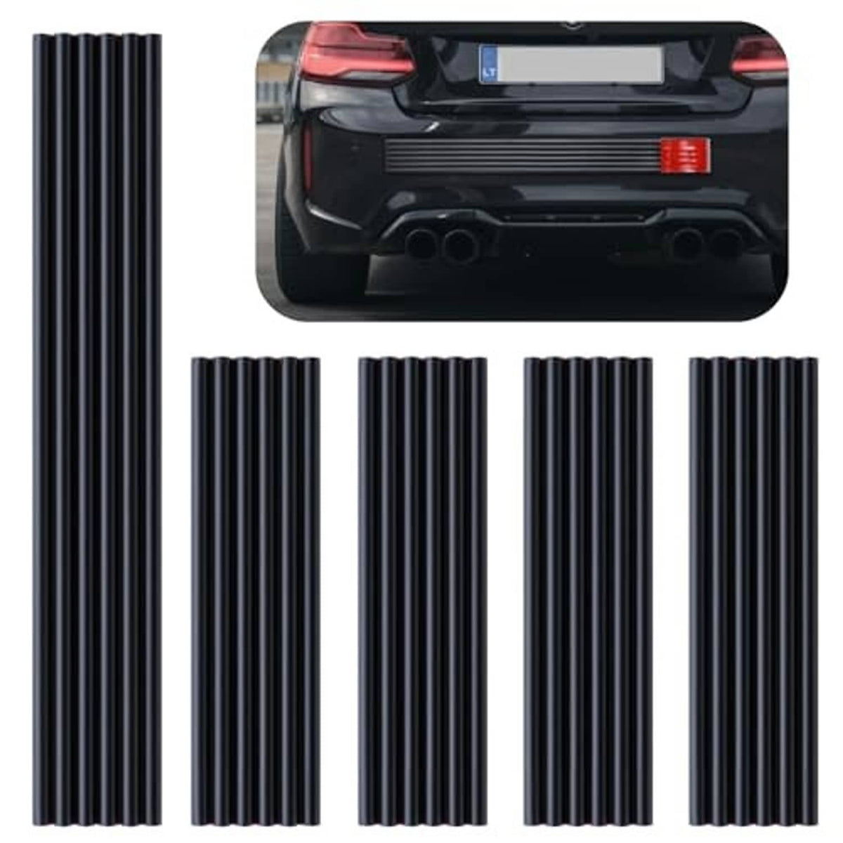 Black ribbed self-adhesive rubber bumper protector strips, multiple piece guard set