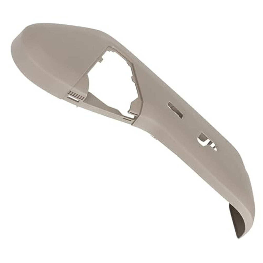 Beige driver seat trim cover panel with large cutout and side mounting groove