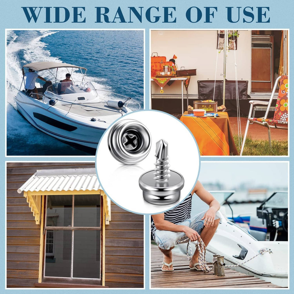 Stainless steel boat canvas snap fastener with threaded screw stud and socket