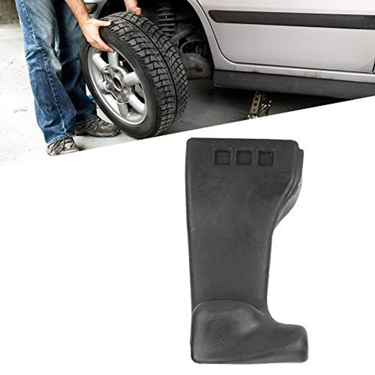 Dark tire changer duck head tool, tall curved base with three-slot top