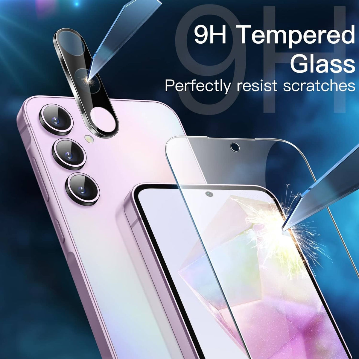 9H tempered glass screen protector, scratch-resistant for Galaxy A35 5G