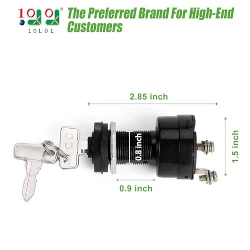 Ignition key switch with metal keys, black body and threaded terminals