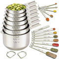 Stainless steel nesting measuring cups set with engraved measurement markings