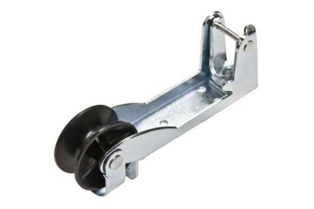 Grey locking anchor control with black rollers and hinged metal bracket