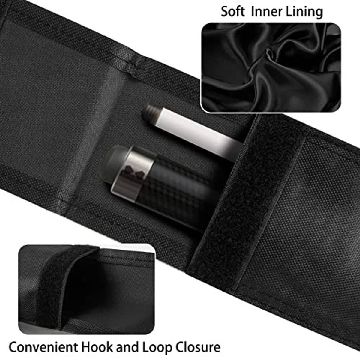 Black pool cue case interior with soft lining and divider pocket for butt and shaft