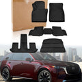 Black all-weather floor mat and cargo liner set with raised channels for Mazda CX-90