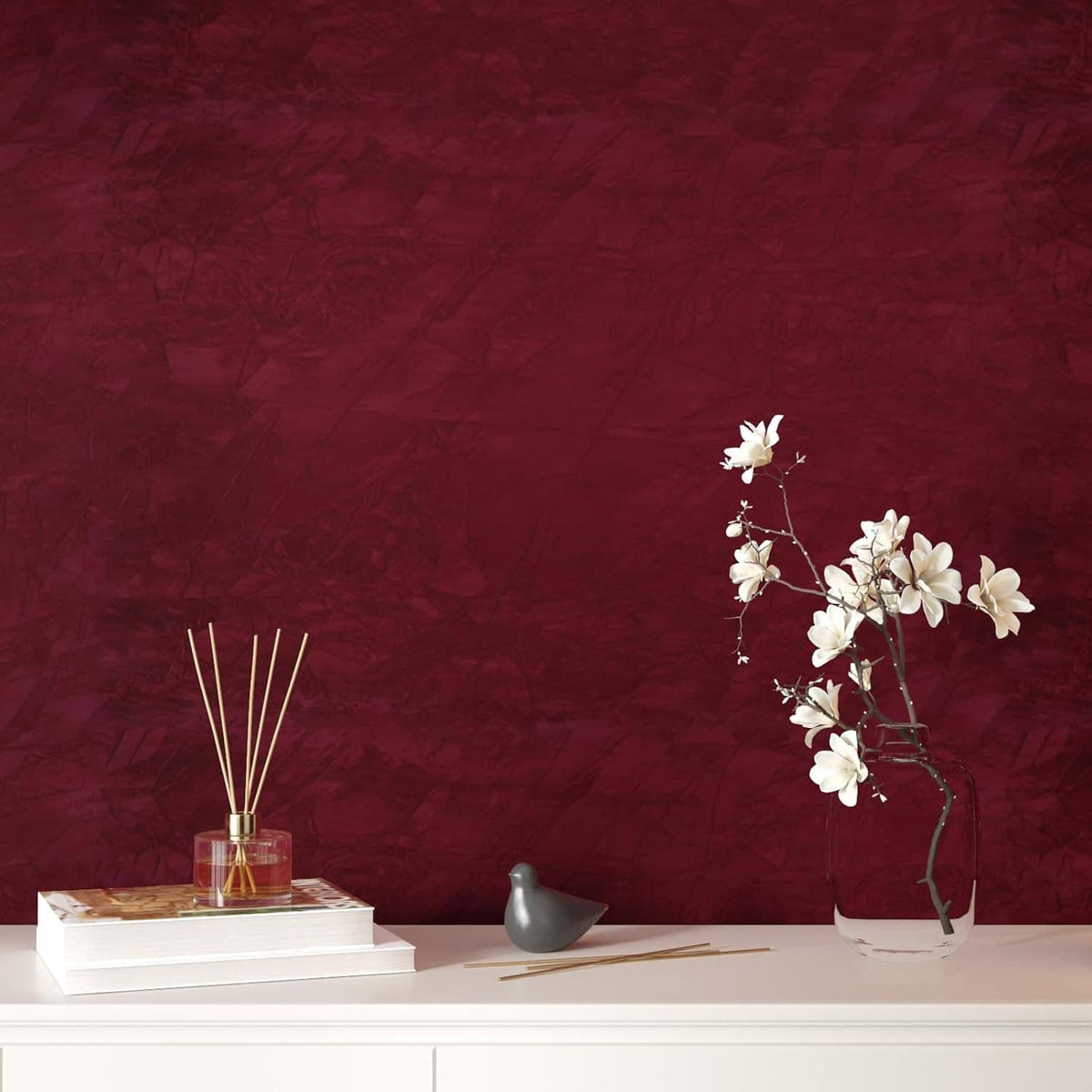 Dark red velvet flocking liner sheet for tabletop styling and decor