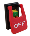Magnetic paddle switch with red OFF bar and green indicator window