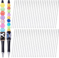 Beadable pen extender rods set with colorful beaded tips and black pen caps