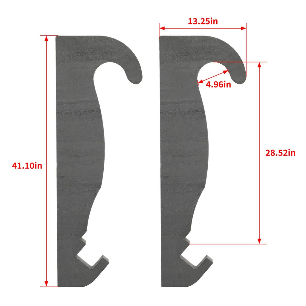 Measured steel quick attach brackets, dark gray with hook profile and bottom notch