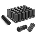 Dynofit black lug nuts set in rows, individual lug nuts shown