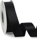Black double-faced satin ribbon roll with continuous ribbon looped out