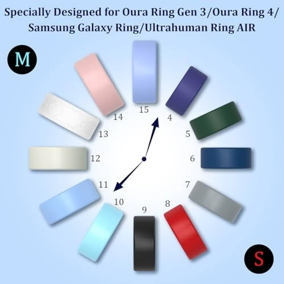 Assorted color silicone ring covers for Oura Ring Gen 3/4 and compatible ring models