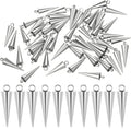 Stainless steel spike cone charms with top loop, assorted silver cone beads set