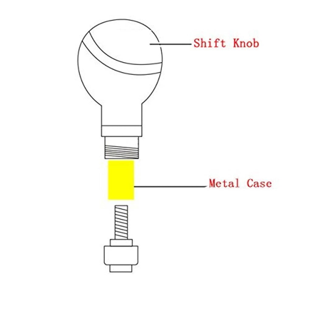 Car gear shift knob diagram showing knob, metal case, and threaded base.