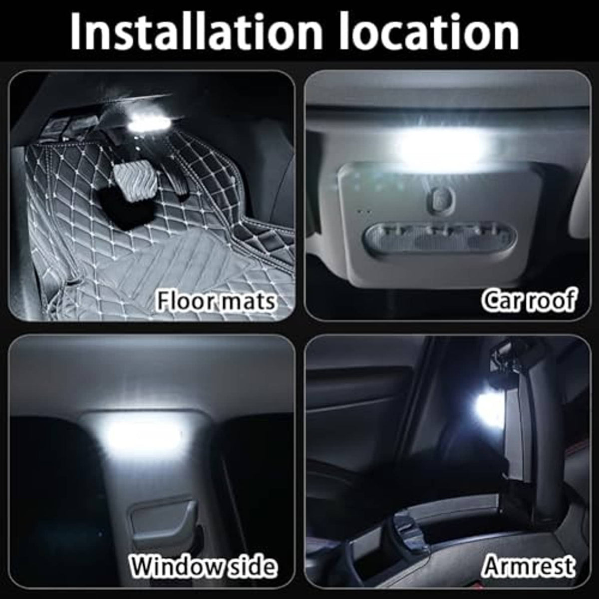 LED car interior light shining bright beam for window side and armrest