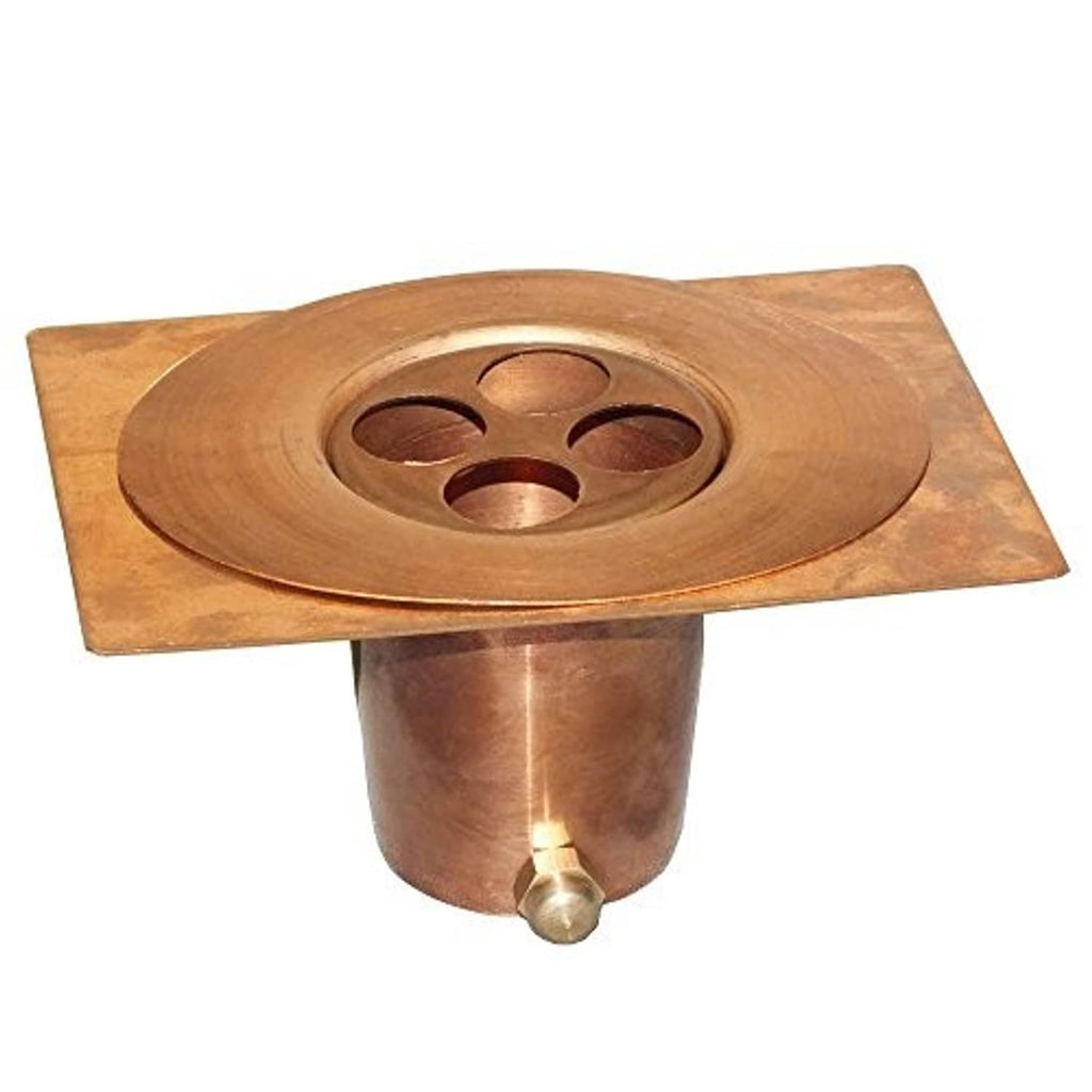 Pure copper rain chain outlet with circular top plate and downspout spout