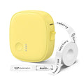 Yellow mini label maker machine with tape, portable compact handheld design