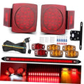 Submersible LED trailer light kit with red square tail lights and wiring harness
