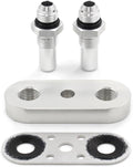 Transmission cooler line adapter plate with two 6AN male fittings and sealing washers