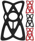 Black silicone phone mount holder with X-shaped cutout and circular center