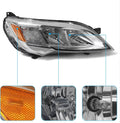 Right halogen headlight assembly with clear lens and amber side marker, black housing