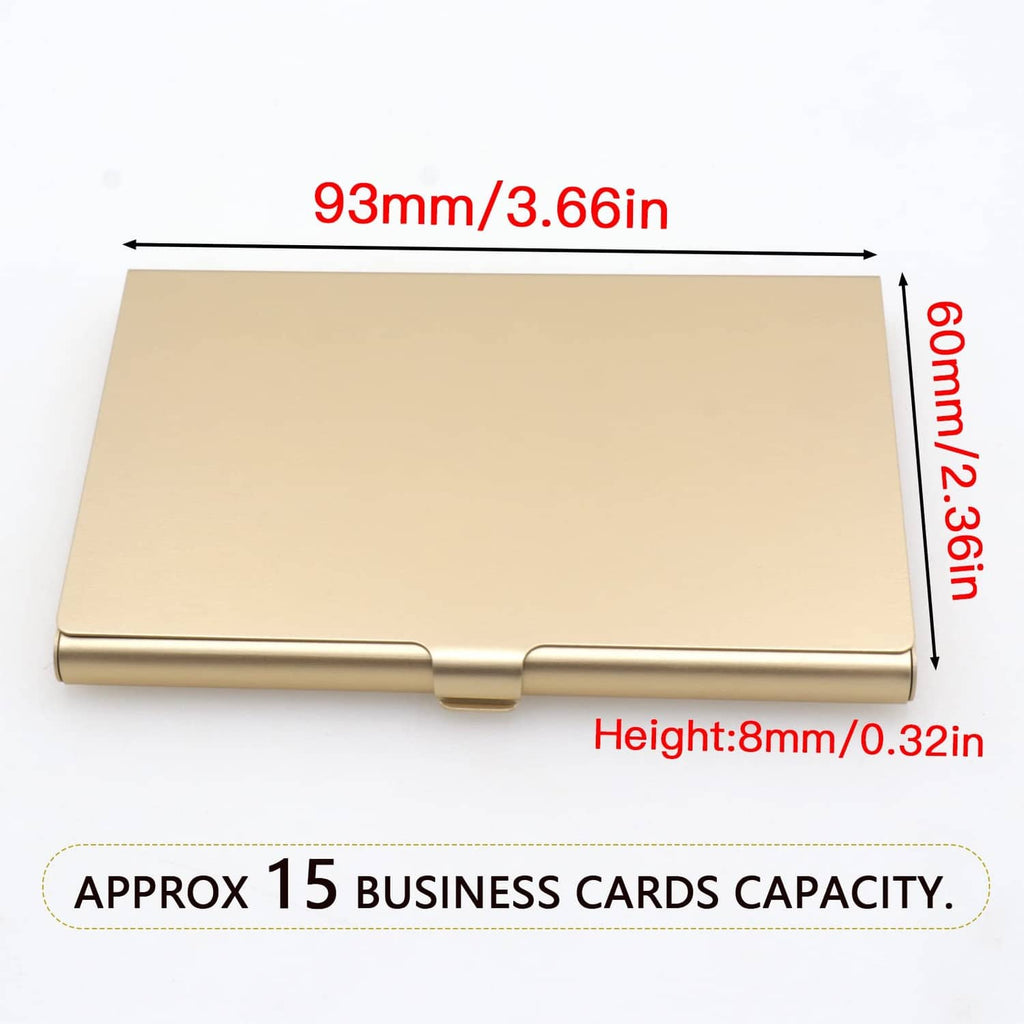 Gold aluminum business card holder dimensions, slim closed case with bar clasp
