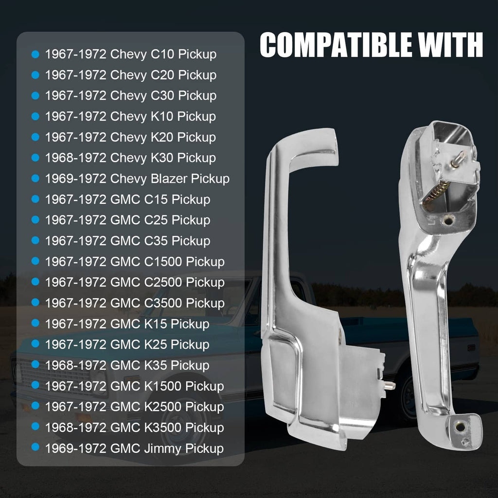 Chrome outside door handles pair with protective edge and mounting bracket