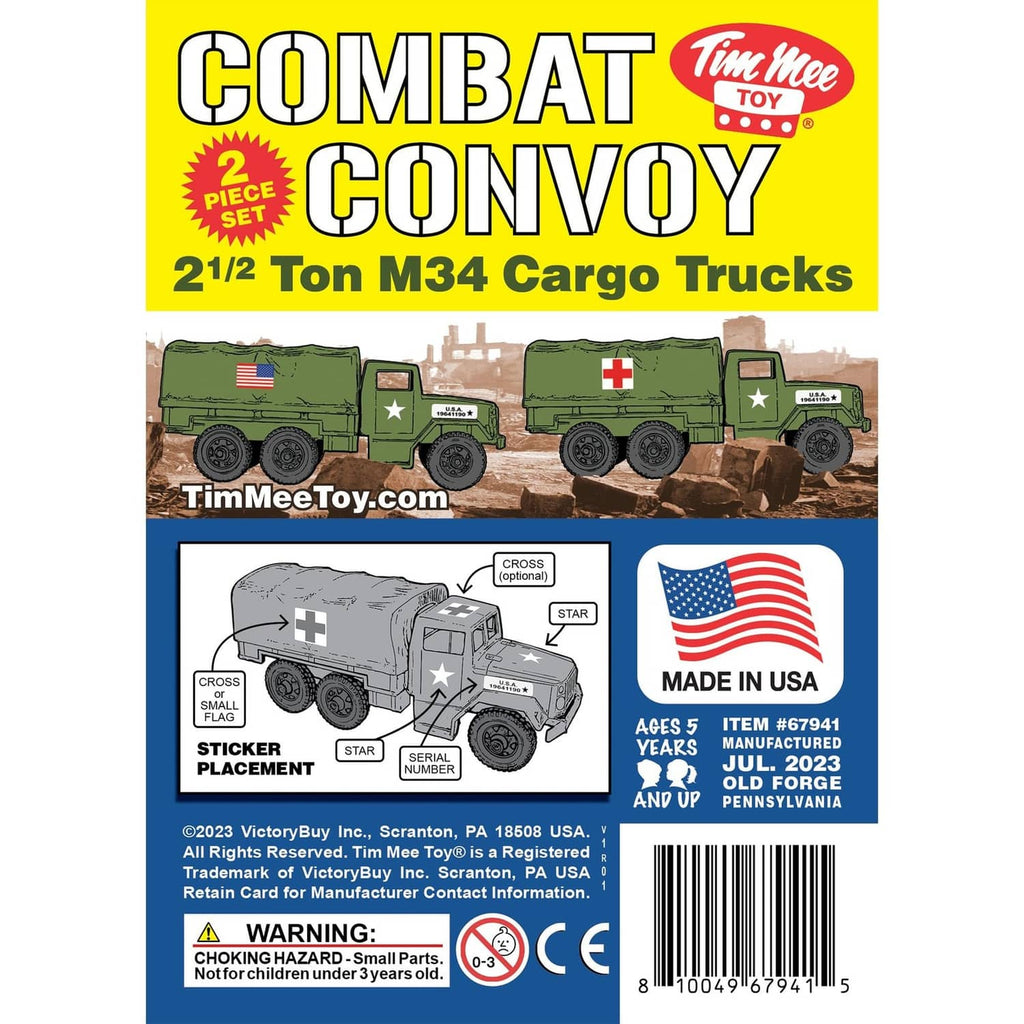 TimMee Combat Convoy packaging for 2 1/2 Ton M34 cargo trucks with U.S. flag graphics