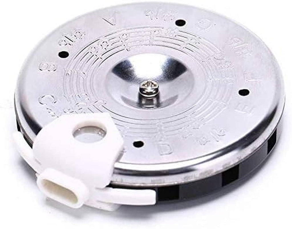 Silver chromatic pitch pipe tuner base with center screw and engraved ring