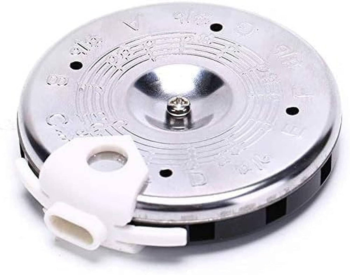 Silver chromatic pitch pipe tuner base with center screw and engraved ring