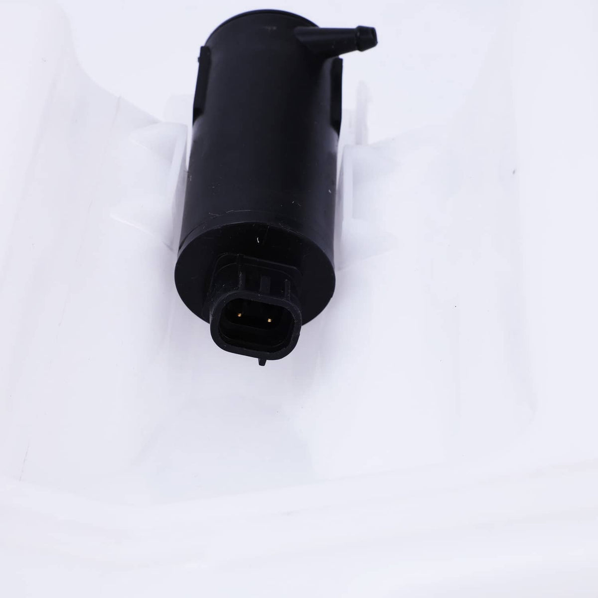 Windshield washer expansion tank pump with electrical connector