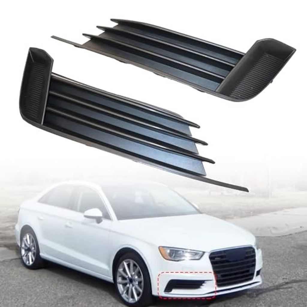 Front bumper lower grille inserts set, black with blue-gray slats and raised side frame