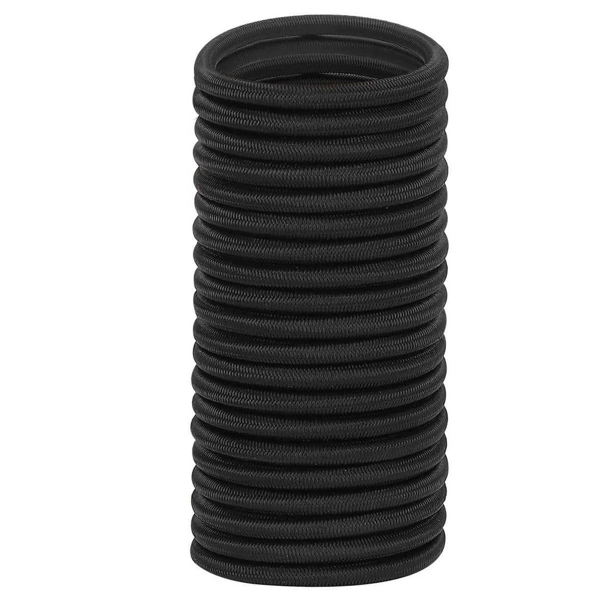 Black polyester bungee shock cord, tightly coiled spring line