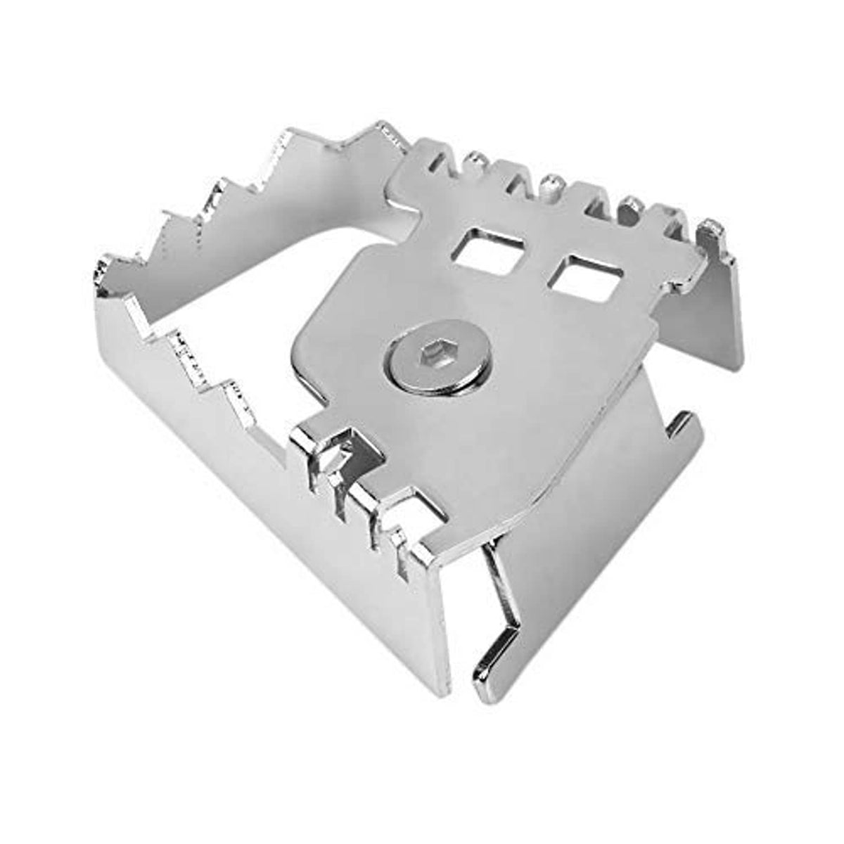 Stainless steel rear brake lever extension with serrated grip teeth and mounting cutouts