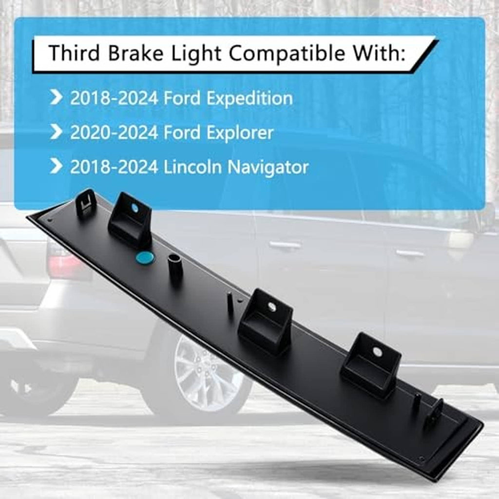 Third brake light bar with black housing and mounting brackets, vehicle fitment