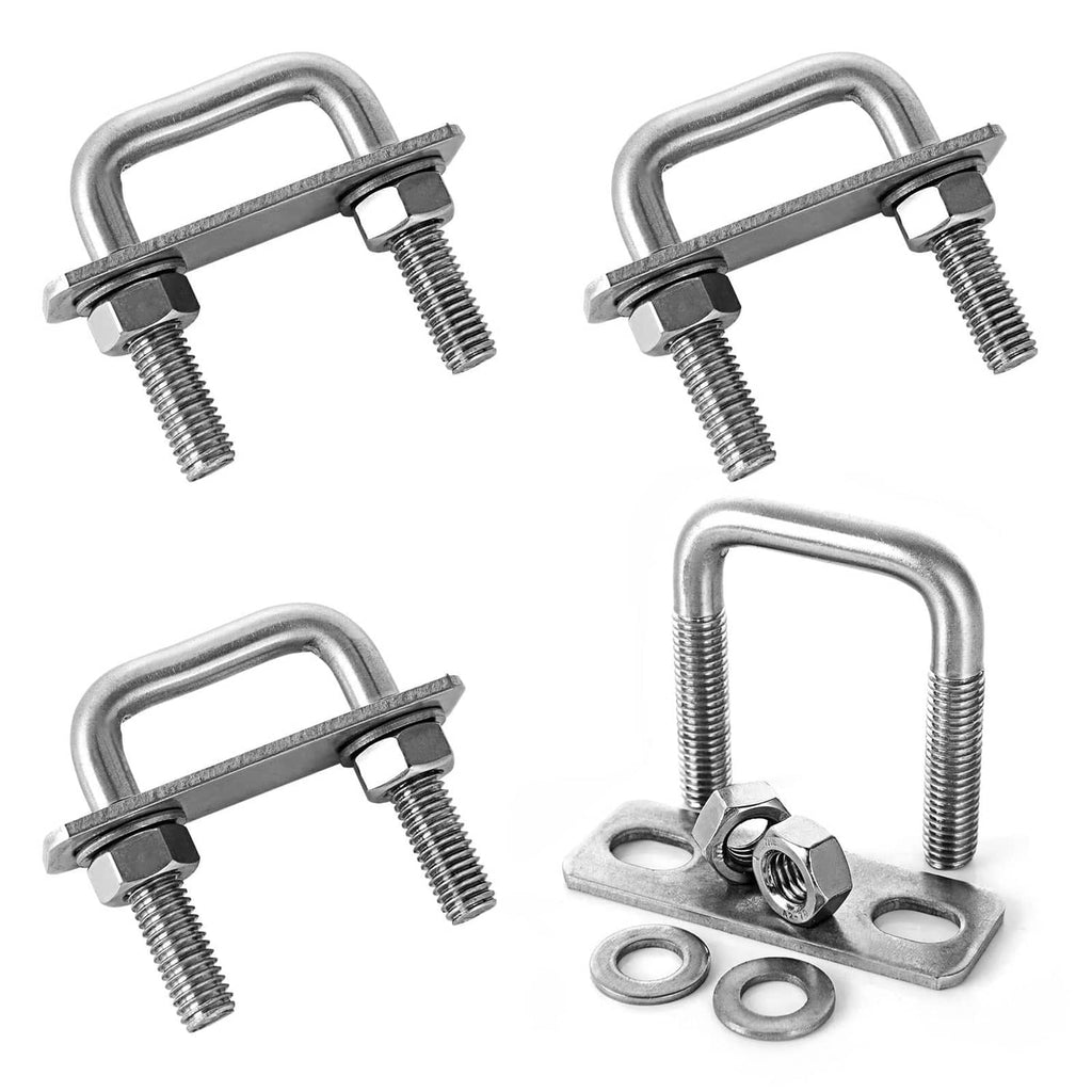 4-pack 304 stainless square U-bolts, M8x1.25 threads with hex nuts