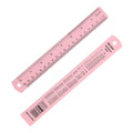Pink metal ruler with metric and inch markings, 20 cm / 8 in