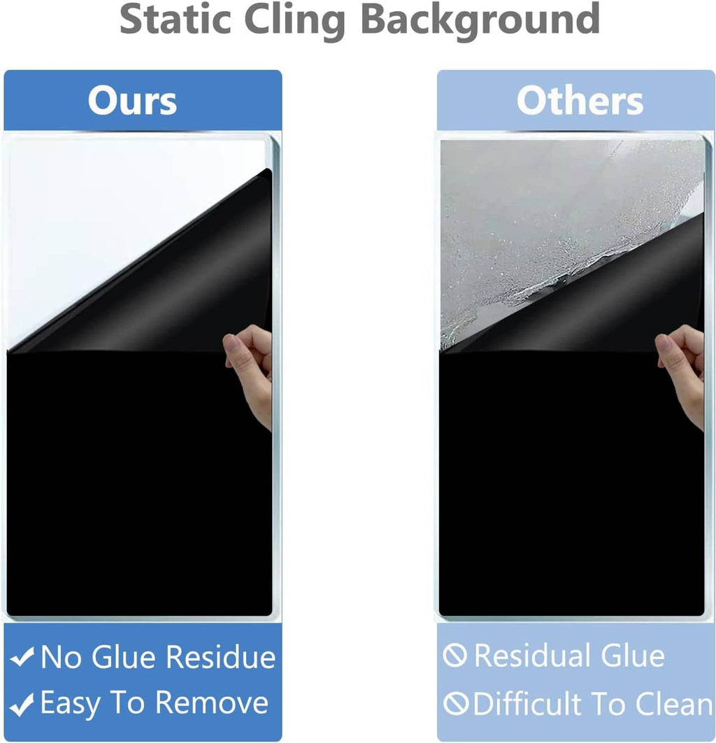 Black static-cling background film for aquariums, no-glue residue removal comparison