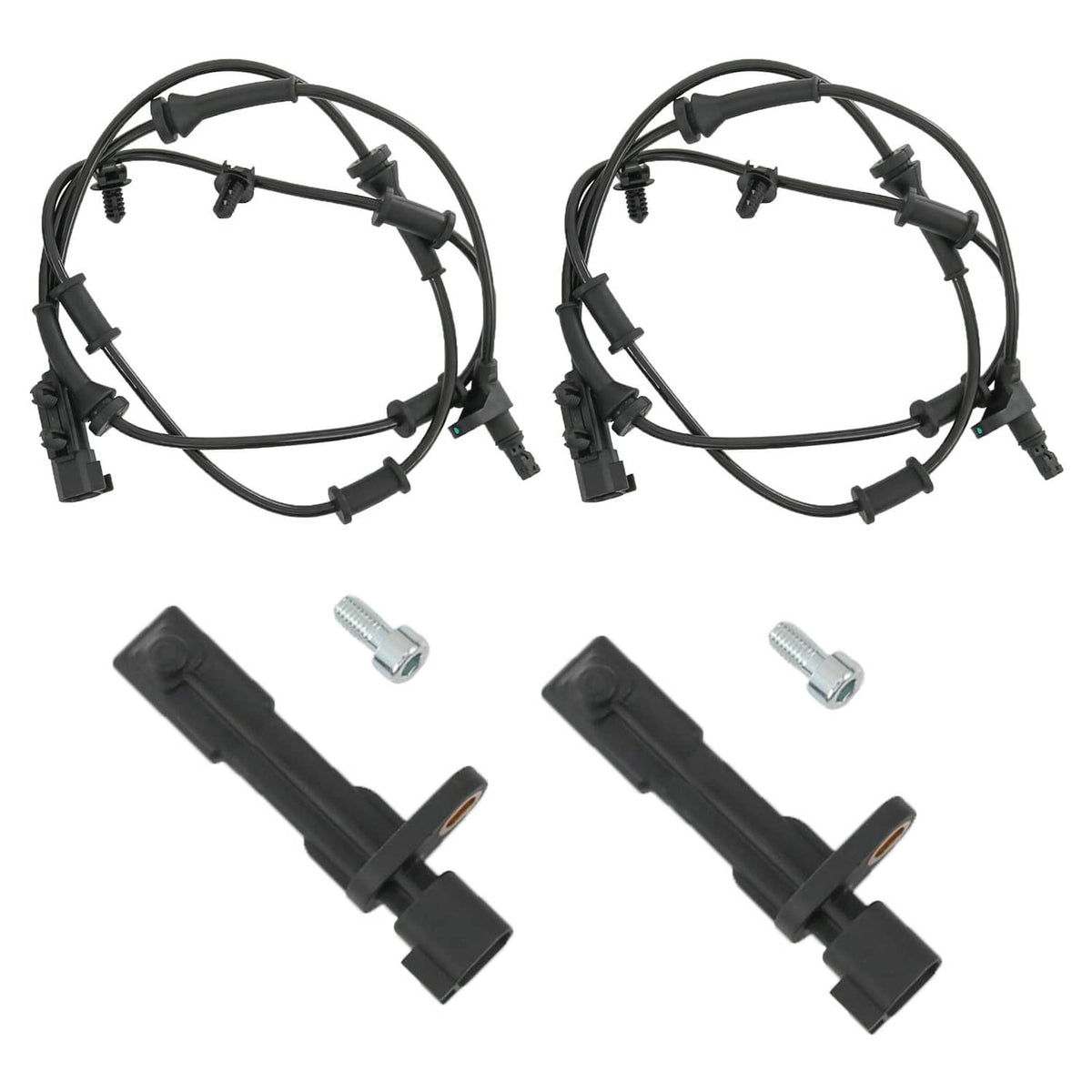 ABS wheel speed sensor set with sensor cable loops and two sensor housings