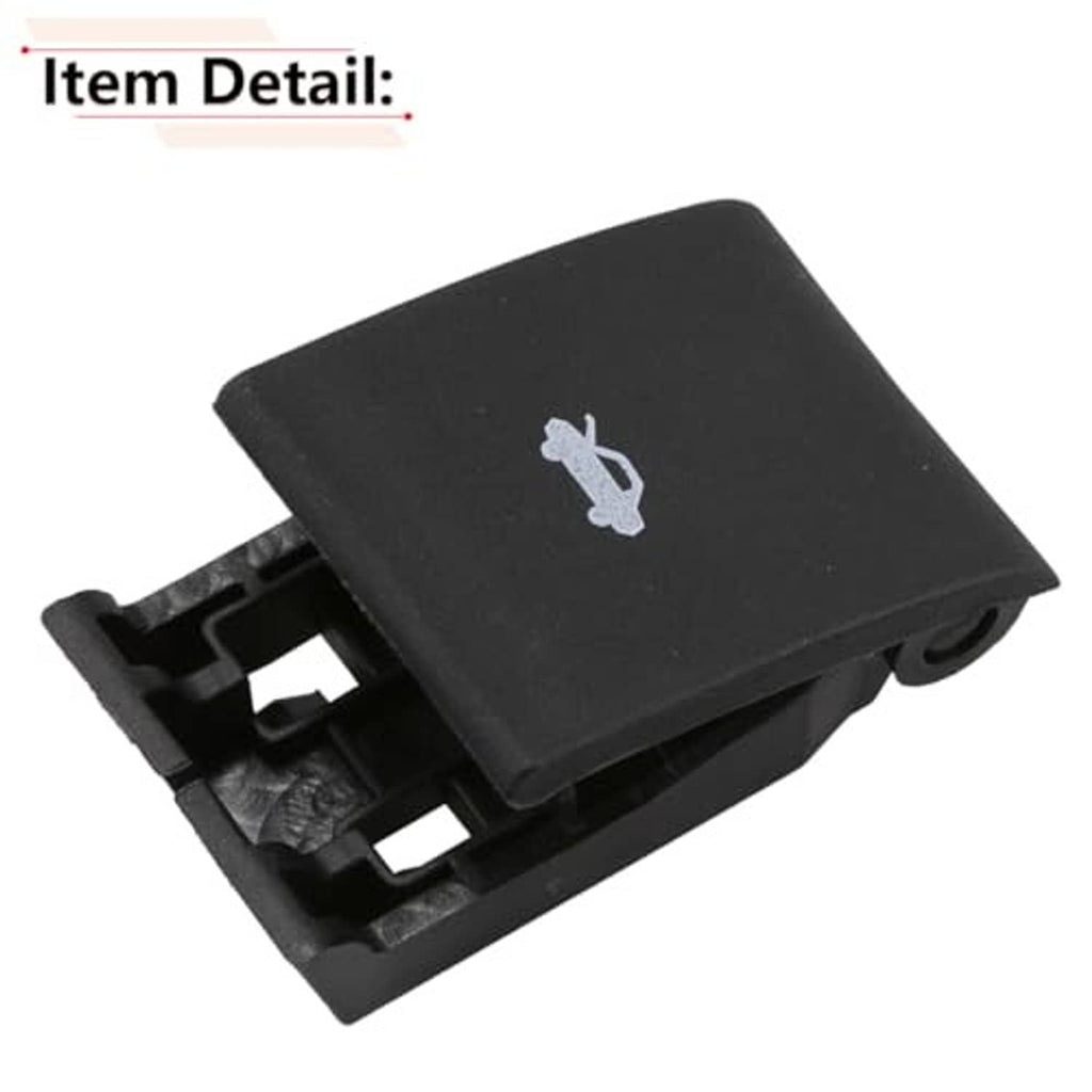 Black hood release handle switch with car icon, angled view of base tabs