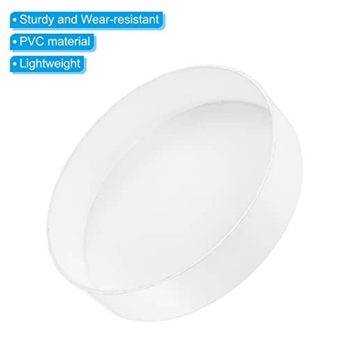 White PVC end cap plug with inner lip, round sealing cover; sturdy lightweight material